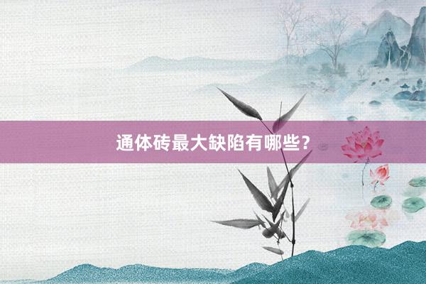 通体砖最大缺陷有哪些？